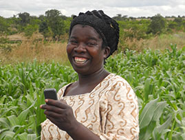 Mobile phone use in Malawi by woman farmer